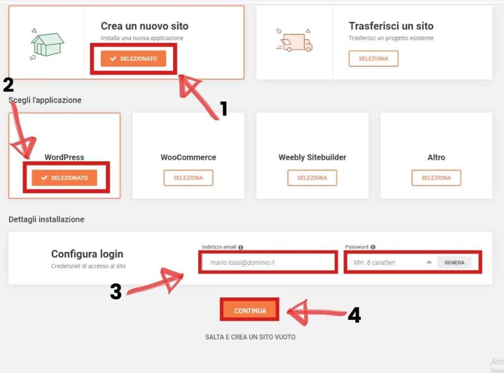 installare wordpress