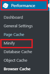 minimizza codici w3 total cache