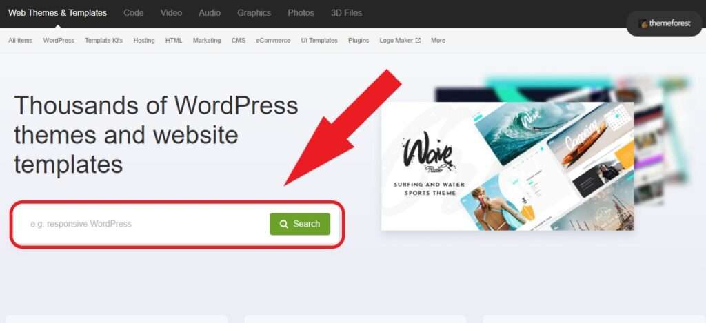 cercare temi su themeforest per wordpress