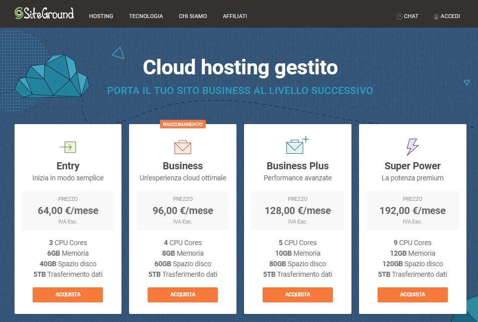 il cloud hosting di siteground per grandi progetti digitali