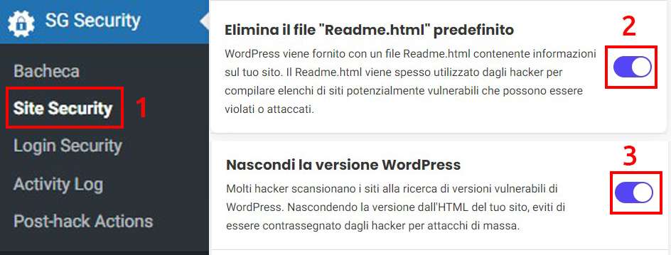 nascondere la versione di wordpress e eliminare il file readme html