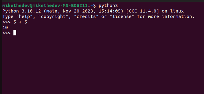 provare python sul terminale ubuntu linux